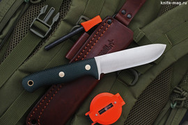 Туристический нож Кедр Bohler N690, накладки micarta Изумруд, оружейная насечка