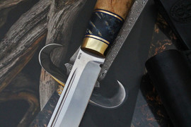 Финка Lappi (наборная рукоять карельская береза, кап клена, проставки латунь и фибра, больстер латунь)