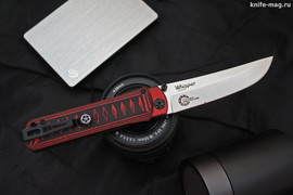 Складной нож Whisper Red AUS-10 Cobalt Stone Wash, на подшипнике