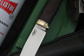 Туристический нож Компаньон Эксперт CPR, накладки micarta Красно-Черная, оружейная насечка