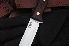 Туристический нож Шершень L VG-10, накладки micarta Красно-Черная, оружейная насечка
