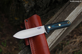 Туристический нож Кефарт Мини VG-10, накладки micarta Черно-Синяя, оружейная насечка
