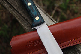 Туристический нож Кефарт Мини VG-10, накладки micarta Черно-Синяя, оружейная насечка