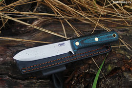 Туристический нож Кефарт VG-10, накладки micarta Черно-Синяя, оружейная насечка