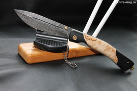 Складной нож Попутчик Дамаск (накладки карельская береза/граб)
