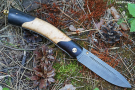 Складной нож Попутчик Дамаск (накладки карельская береза/граб)