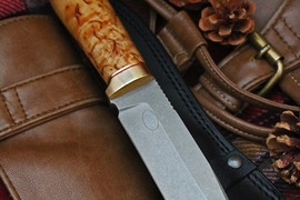 Туристический нож Оцелот Bohler N690, рукоять карельская береза