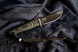 Туристический нож Nikki AUS-8 Black Titanium Кожа