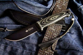 Туристический нож Nikki AUS-8 Black Titanium Кожа