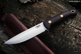 Туристический нож Шершень L Bohler N690, накладки micarta Красно-Черная, оружейная насечка