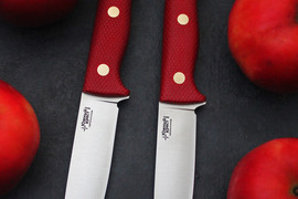 Туристический нож Шершень L Bohler N690, накладки micarta Красная, оружейная насечка