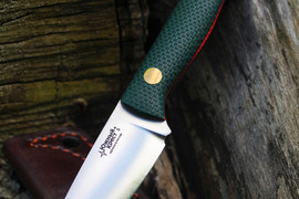 Туристический нож Термит D2, накладки micarta Изумруд, оружейная насечка