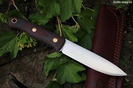 Туристический нож Бушкрафт Bohler N690, накладки micarta Красно-Черная, оружейная насечка