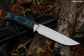 Туристический нож Партнер L Эксперт Bohler N690, рукоять micarta Черно-Зеленая, оружейная насечка