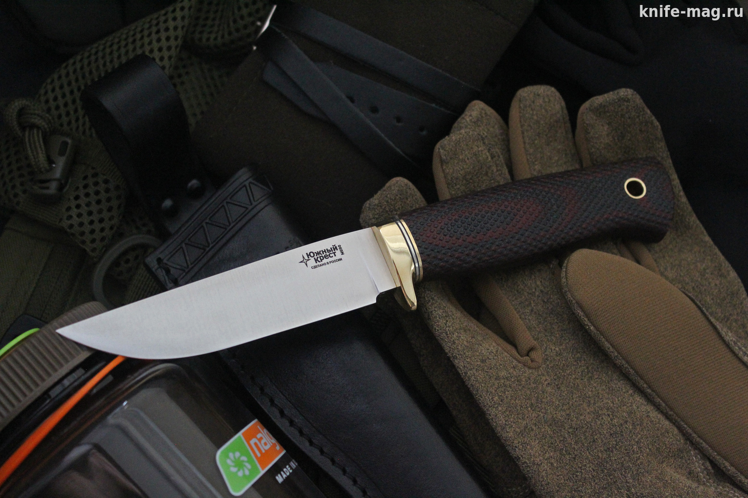 Туристический нож Партнер Эксперт Bohler N690, рукоять micarta Красно-Черная, оружейная насечка