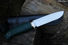 Туристический нож Чинук Эксперт Bohler N690, рукоять micarta Изумруд, оружейная насечка