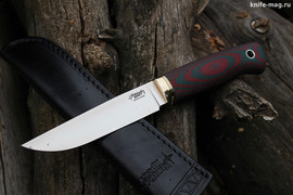 Туристический нож Норт Эксперт Bohler N690, рукоять micarta Красно-Зеленая, оружейная насечка