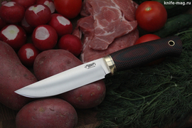 Туристический нож Джек Эксперт Bohler N690, рукоять micarta Красно-Черная, оружейная насечка