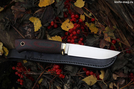 Туристический нож Джек Эксперт Bohler N690 конвекс, рукоять micarta Красно-Черная, оружейная насечка