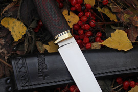 Туристический нож Джек Эксперт Bohler N690 конвекс, рукоять micarta Красно-Черная, оружейная насечка