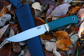 Туристический нож Компаньон Эксперт Bohler N690, рукоять micarta Изумруд, оружейная насечка