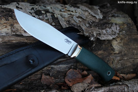 Туристический нож Бер Эксперт Bohler N690, рукоять micarta Изумруд, оружейная насечка