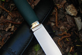 Туристический нож Бер Эксперт Bohler N690, рукоять micarta Изумруд, оружейная насечка