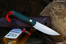 Туристический нож Small Bohler N690 конвекс, накладки micarta Изумруд, оружейная насечка