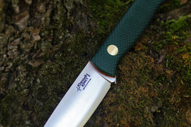 Туристический нож Small Bohler N690 конвекс, накладки micarta Изумруд, оружейная насечка