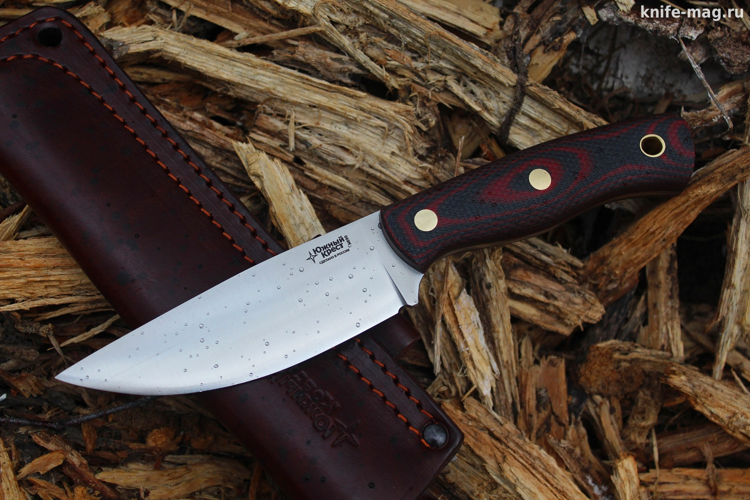 Туристический нож Барибал Bohler N690 конвекс, накладки micarta Красно-Черная, оружейная насечка