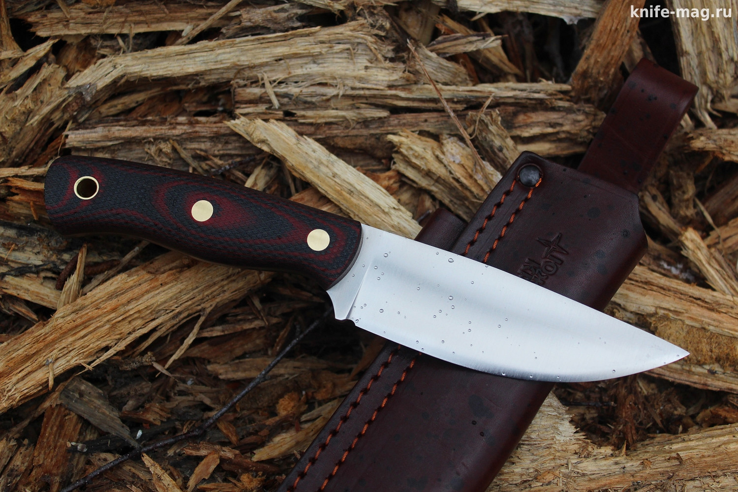 Туристический нож Барибал Bohler N690 конвекс, накладки micarta Красно-Черная, оружейная насечка