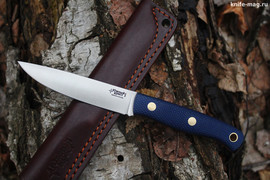 Туристический нож Slender S Bohler N690, накладки micarta Синяя, оружейная насечка