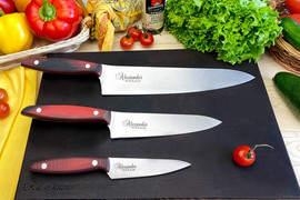 Комплект из трех ножей Alexander AUS-8 (S, M, L) Red G-10