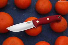 Туристический нож Cariboo Bohler N690, накладки micarta Красная, оружейная насечка