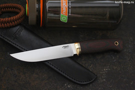 Туристический нож Длинный Джек Эксперт Bohler N690, рукоять micarta Красно-Черная, оружейная насечка
