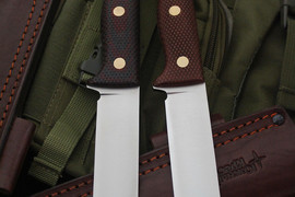 Туристический нож Кедр Bohler N690, накладки micarta Койот, оружейная насечка