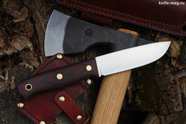 Туристический нож XM D2, накладки micarta Красно-Черная, оружейная насечка