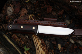 Туристический нож Кедр L D2, накладки micarta Красно-Черная, оружейная насечка