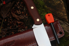 Туристический нож Барибал D2 конвекс, накладки micarta Койот, оружейная насечка
