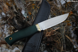 Туристический нож Древич Эксперт Bohler N690 конвекс, рукоять micarta Изумруд, оружейная насечка