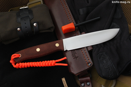 Туристический нож Модель X Bohler N690, накладки micarta Койот, оружейная насечка
