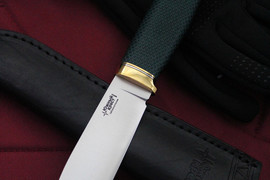 Туристический нож Юкон Эксперт Bohler N690 конвекс, рукоять micarta Изумруд, оружейная насечка