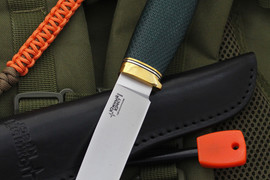 Туристический нож Норт Эксперт Bohler N690, рукоять micarta Изумруд, оружейная насечка