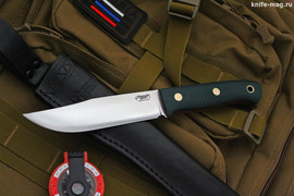 Туристический нож Fox VG-10, накладки micarta Изумруд, оружейная насечка