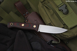 Туристический нож Ягд D2, накладки micarta Красно-Черная, оружейная насечка