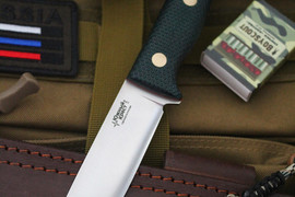 Туристический нож Шершень L CPR, накладки micarta Изумруд, оружейная насечка