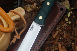 Туристический нож Бушкрафт L VG-10, накладки micarta Изумруд, оружейная насечка