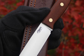 Туристический нож Модель XM Bohler N690, накладки micarta Койот, оружейная насечка