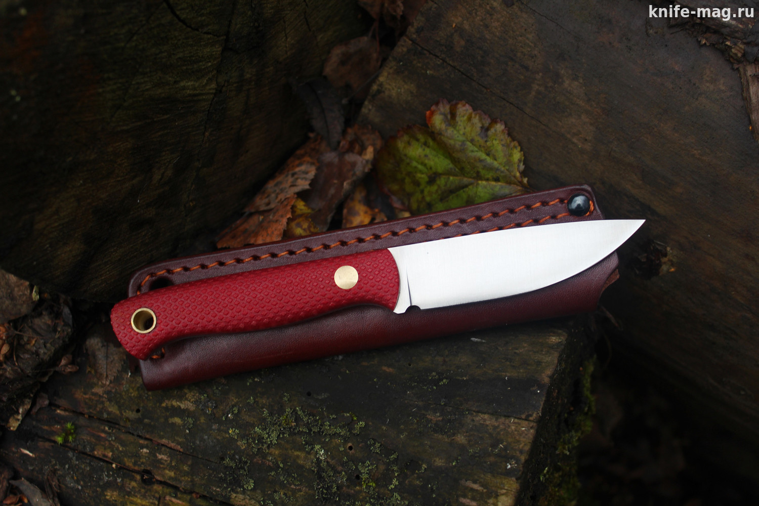 Туристический нож Small Bohler N690 конвекс, накладки micarta Красная, оружейная насечка