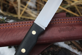 Туристический нож Praiter Bohler N690, накладки micarta Черная, оружейная насечка